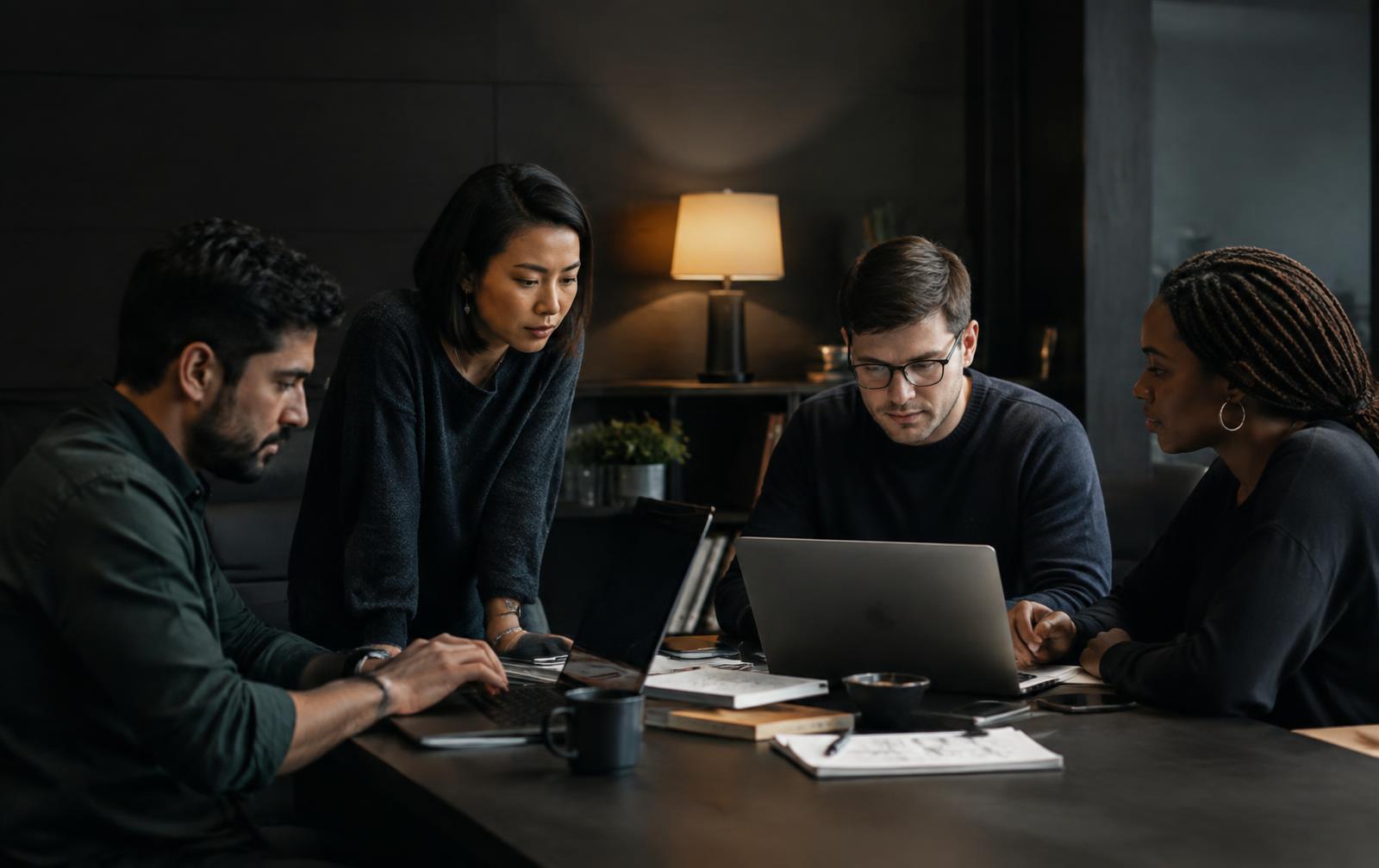Real estate professionals in a strategy session around a table